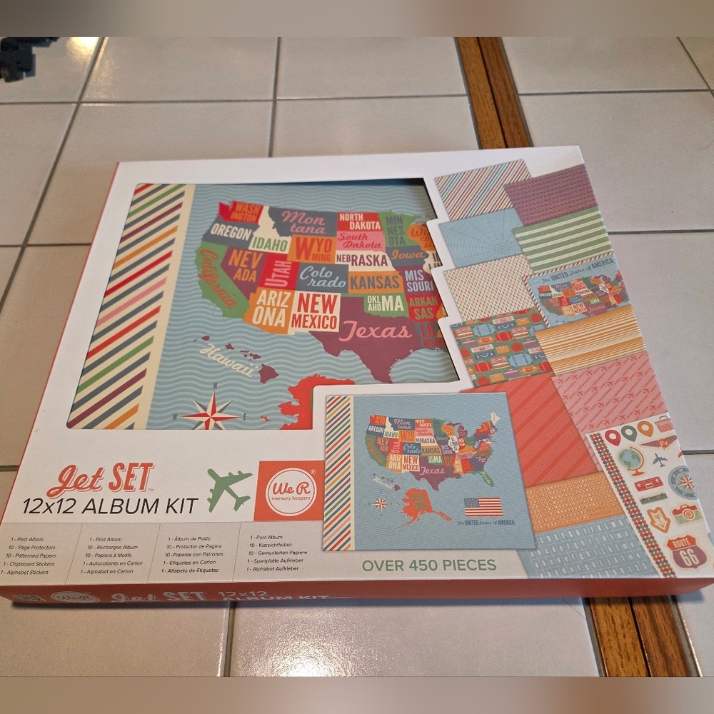 We R Memory Keepers Jet Set 12x12 Album Kit 450 Pieces Travel Scrapbook Kit